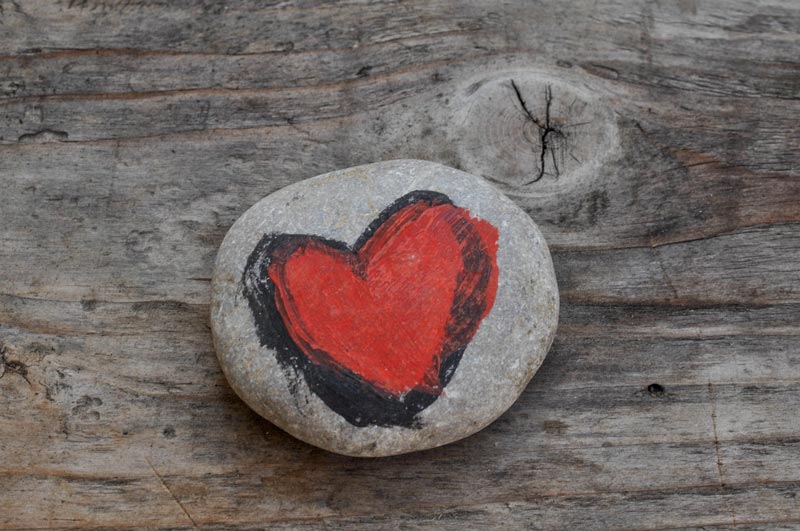 Painted heart rock